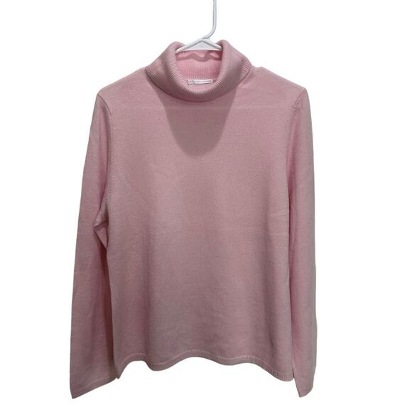 100% Cashmere Women's Pink Turtleneck Long-Sleeve Sweater Charter Club Size XL - Picture 2 of 4